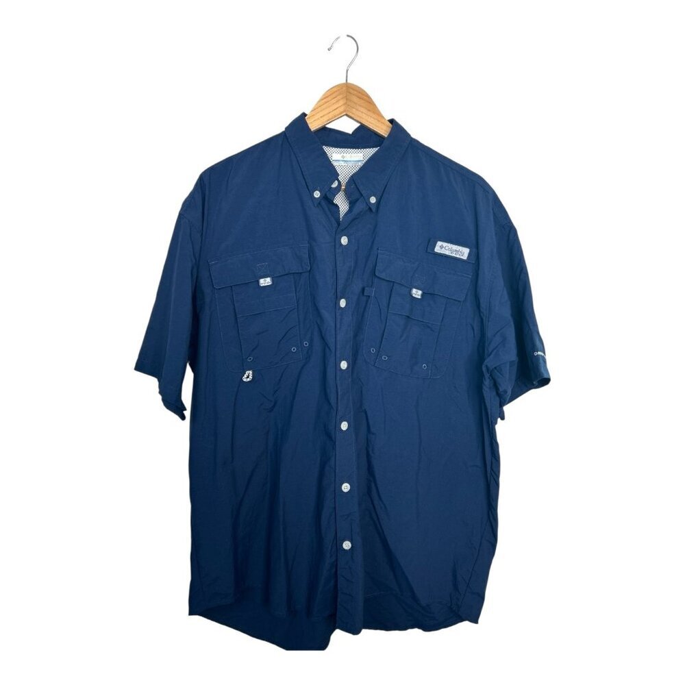 Columbia Men's PFG Bahama Button Down Shirt Size Large Navy Fishing Outdoors